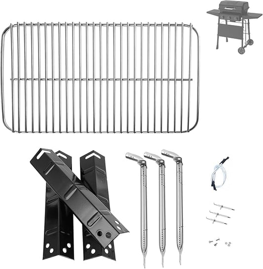 Grill Replacement Parts Kit for 3-Burner Walmart Expert Grill 720-1049, Grill Grate, Heat Plates, Burner & Grill Igniters Replacement Parts for Expert Grill Parts