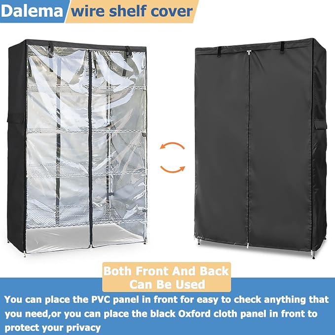 Waterproof Shelf Cover,Outdoor 600D Heavy Duty Dustproof Storage Shelves Cover,30''x14''x62'' Shelf Covers for Wire Shelving with Zippers,Storage Rack Covers with Clear Front