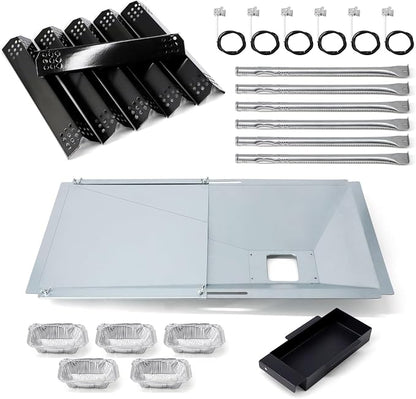Replacement Parts for Nexgrill 720-0896B 720-0896 720-0896E 720-0882A 720-0925P 720-0925, Grease Tray, 6 Pack Burner Tubes & Ignitors & Flame Tamers for Nexgrill 6 Burner 720-0896B Gas Grill