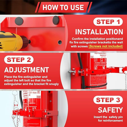 Fire Extinguisher Mount, Heavy Duty Fire Extinguisher Bracket with Screws Fits 20lb Dry/10lb Co2 Extinguisher for School Home Garage Laboratory and Vehicle Perfect for Wall Mount,1pcs