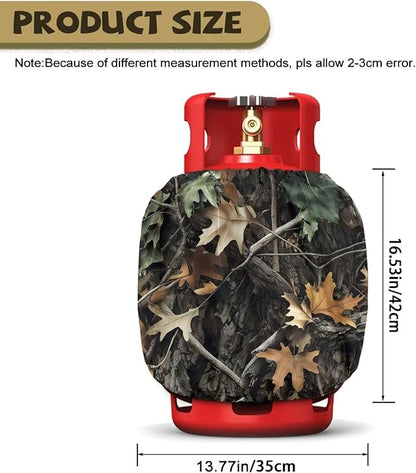 Propane Tank Covers 20lb Protective Propane Tank Blanket for Grill, Travel Trailer RV, and Outdoor Use Windproof Weatherproof Gas Cover Camo Branches