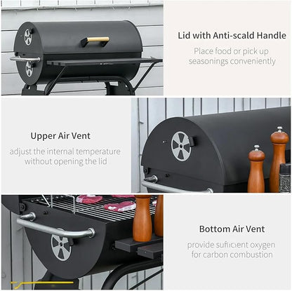 30 Inch Wheeled Portable Charcoal BBQ Grill, Outdoor Family Barbecue Grill