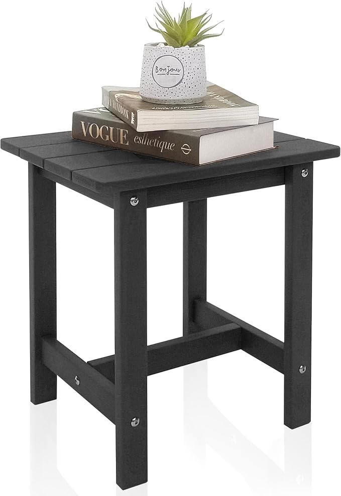 Outdoor Side Table, Weather Resistant Double Small Adirondack Side Table, Outdoor Indoor End Table for Chair, 17" Patio Table for Pool, Deck and Porch, Black (Item1, Black)
