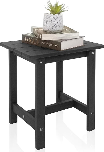 Outdoor Side Table, Weather Resistant Double Small Adirondack Side Table, Outdoor Indoor End Table for Chair, 17" Patio Table for Pool, Deck and Porch, Black (Item1, Black)