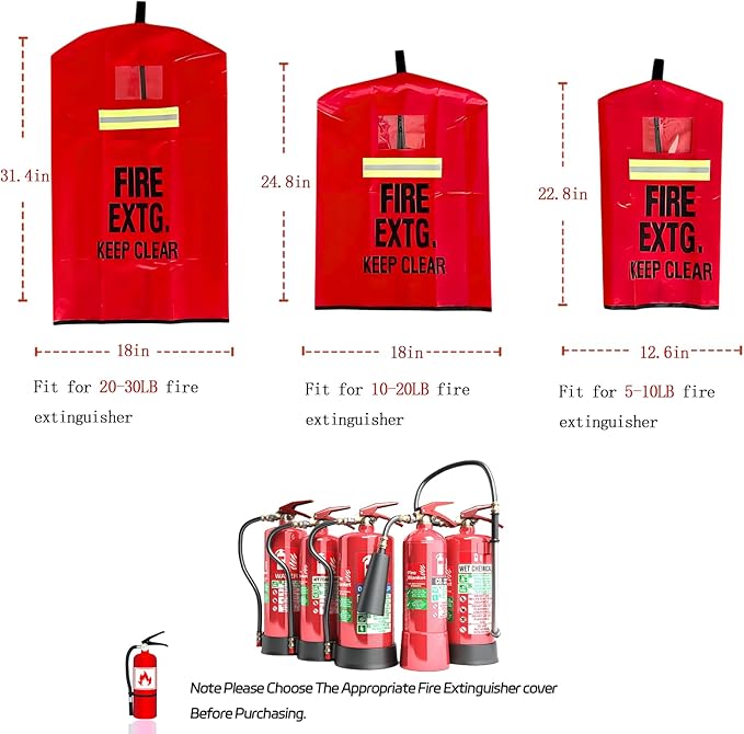 Fire Extinguisher Cover with reflective strap, 5-10LB Heavy-duty fire extinguisher protective sleeve, Portable from Scuffs & Scratches Accessories,Suitable for outdoor or home 12 "Wx 22"H