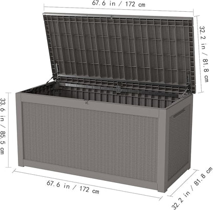 FEFLO 260 Gallon Waterproof Resin Outdoor Storage Box, Lockable & UV Resistant Patio Deck Boxes, Outside Storage for Patio Cushions, Pool Toys, Garden Tools & Package Delivery, Brown