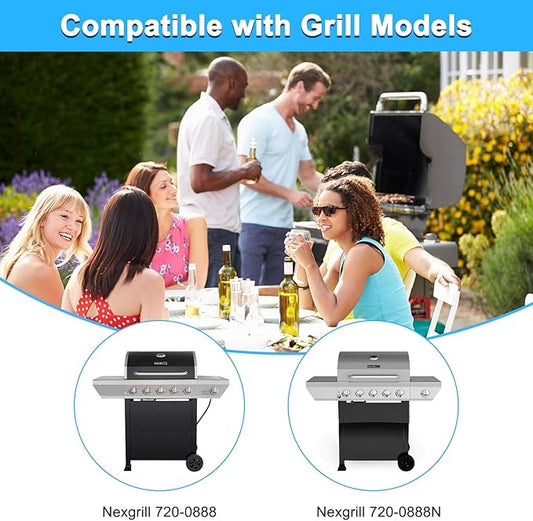 Grill Replacement Parts for Nexgrill 720-0888, 720-0888N, 720-0830H Gas Grill Models, 5 Pack Stainless Steel Pipe Burners, Heat Plates and Electronic Ignitors Kit for Nexgrill Replacement Parts