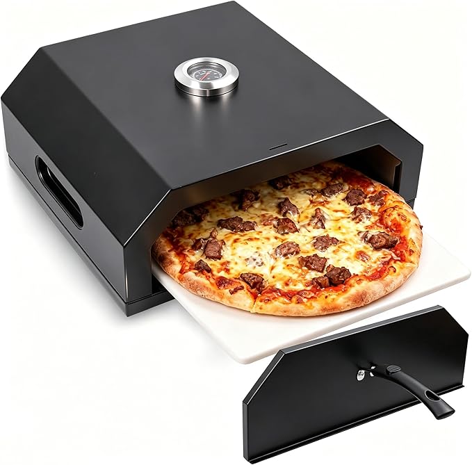 Pizza oven for grill: blackstone pizza oven with Iron baffle, Grill top Pizza grill Built-in Thermometer suitable for Crispy Backyard Homemade Pizza