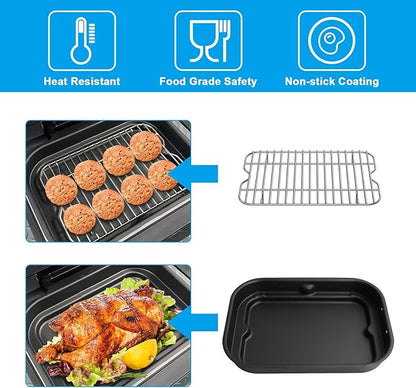 Outspark Grill Roast Rack and Cooking Pot for Ninja Foodi FG551/DG551 Smart XL Indoor Grill Accessories, Air Fryer Rack & Non-Stick Griddle Pan for Ninja Foodi DG651