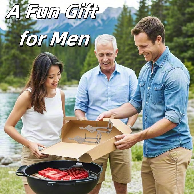 4 PCS Funny BBQ Stand Man Hot Dog Holder-Reusable Stainless Steel Hotdog and Sausage Stand-Portable Hot Dog Roaster-Barbecue Grill Accessories-Ideal For Camping And Party Gifts