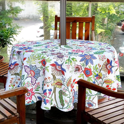 EHouseHome Outdoor and Indoor 70inch Round Tablecloth with Umbrella Hole and Zipper, Waterproof Zippered Patio Cloths, Spring/Summer Table Covers for Backyard Circular Table/BBQs/Picnic