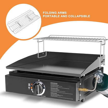 only fire Griddle Warming Rack Fits for 17" Blackstone Griddles, One-Step Clip On Attachment, Portable and Detachable