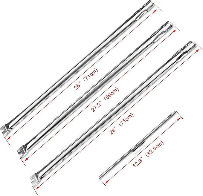 Hisencn 7508 Grill Burner Tube for Weber Genesis Silver B & C, Gold B & C, Weber Spirit 300, Spirit E310 E320 (with Side Control Knobs), Spirit 700 Weber 900 Burner Tube Set, 28 1/8 inches