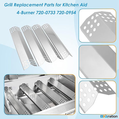 Replacement Parts for Kitchen Aid 720-0733D 720-0954 720-0954R 720-0733 720-0733A 720-0954A 720-0954AC, Cooking Grates, Burner and Heat Plates for KitchenAid Grill Replacement Parts