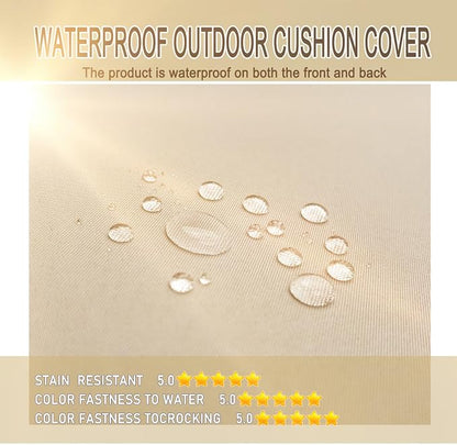 Bcareself Outdoor Deep Seat Cushion Set Waterproof & Fade Resistant Patio Furniture Cushions with Removable Cover Adjustable Straps Rain-Proof Seat Pad Back Cushion for Chair Sofa Porch 19 x 19 Beige
