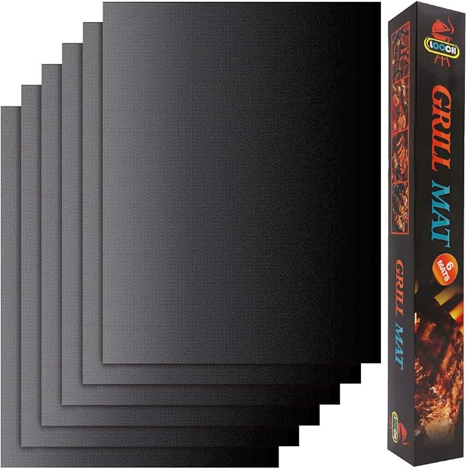 LOOCH Copper Grill Mat Set of 5 Non-Stick BBQ Mats Reusable Easy Clean | Non-stick copper BBQ mats for gas charcoal electric grills oven safe reusable dishwasher safe high heat resistant rust-proof