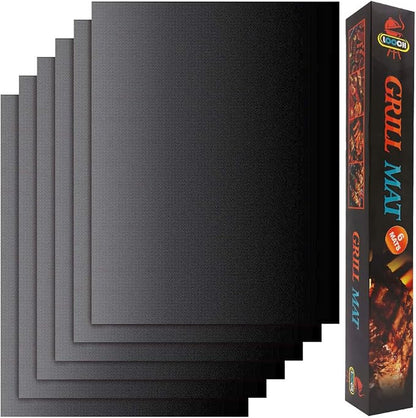 LOOCH Copper Grill Mat Set of 5 Non-Stick BBQ Mats Reusable Easy Clean | Non-stick copper BBQ mats for gas charcoal electric grills oven safe reusable dishwasher safe high heat resistant rust-proof