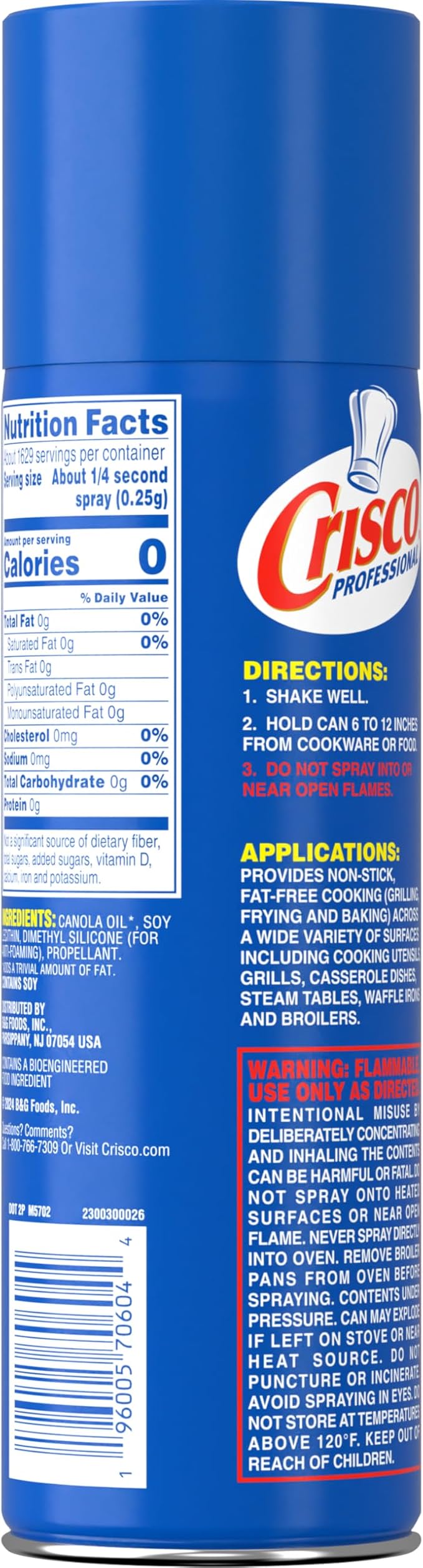 Crisco Professional No-Stick Cooking Spray, Cooking Pro, 17 Ounce