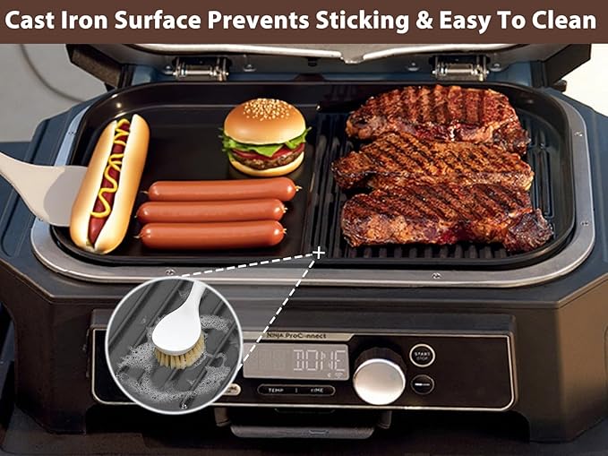 Non-Stick Griddle Plate for Ninja Woodfire XSKGRDLXL OG951 OG901 OG850 Grill Accessories，Cast Iron Flat Top 2-in-1 Grill Griddle Plate Pan for Ninja Woodfire Pro XL Connect OG900 OG800 Series