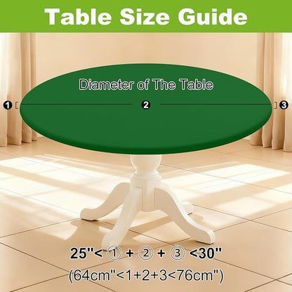 Smiry Round Spandex Tablecloth, Elastic Fitted Washable Tablecloths for 25"-30" Tables, Waterpoof Stretch Picnic Table Cover for Dining, Indoor and Outdoor, Emerald Green