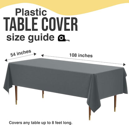 Exquisite 66% Thicker Premium Plastic Table Cloth Rectangle Table Cover 0.5 Mil 6 Pack Silver Table Cloth 54 Inch x 108 Inch Disposable Tablecloth Won't Tear Easily Like Cheap Thin Brands