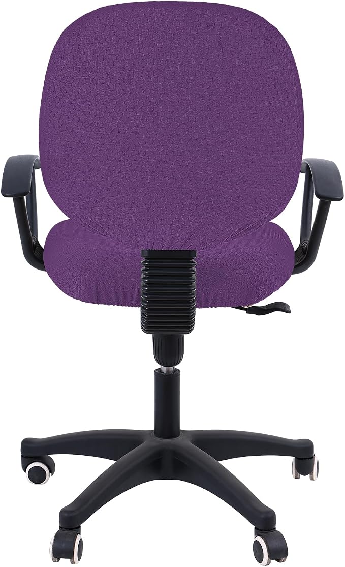 Smiry Office Computer Chair Covers for Desk Rotating Chair Protector | Stretch Jacquard Removable Washable Universal Slipcovers, Seat + Backrest Cover, Purple
