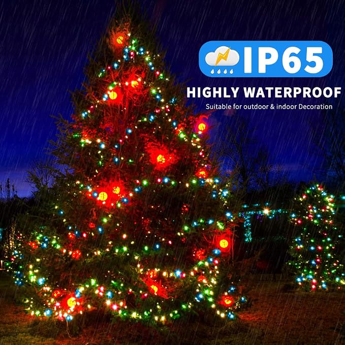 MZD8391 262FT 800LED Color Changing Christmas Light,Christmas Tree Light | Warm White & Multicolor, Waterproof, UL listed, 11 Light Mode, Remote & Timer, Memory, Fairy Lights Outdoor