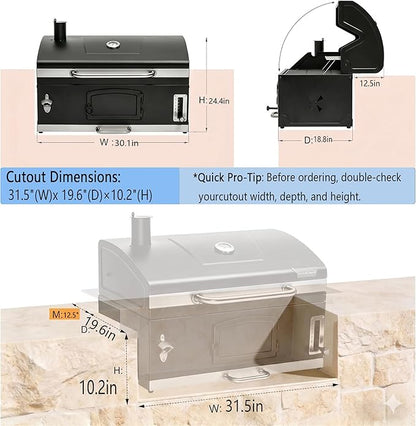 Built In Charcoal Grill Large Charcoal BBQ Grills with 480 Square Inches Oversize Cooking Area, Outdoor Cooking Grill with Charcoal Trays for Backyard, Patio and Parties