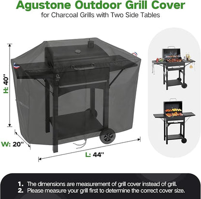 44 Inch Grill Cover for Charcoal Grills with Two Side Tables, Outdoor Waterproof Cover for Master Cook/DNKMOR/Kendane BBQ Charcoal Grill, Weather Protection Accessory- 44x20x40 in