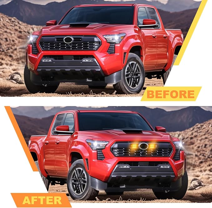 Amber OEM Grill Led Grills Lights for Toyota Tacoma Accessories | 4 in 1 Front Grille Grill lights for 2024 2025 toyota tacoma