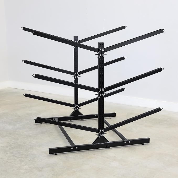 Teal Triangle Adjustable Freestanding Kayak Storage Rack, Holds 6 Kayaks | Outdoor Kayak Rack, Paddle Board Holder, Canoe Rack, Kayak Stand, Felt Padded Arms, Weather Resistant Steel