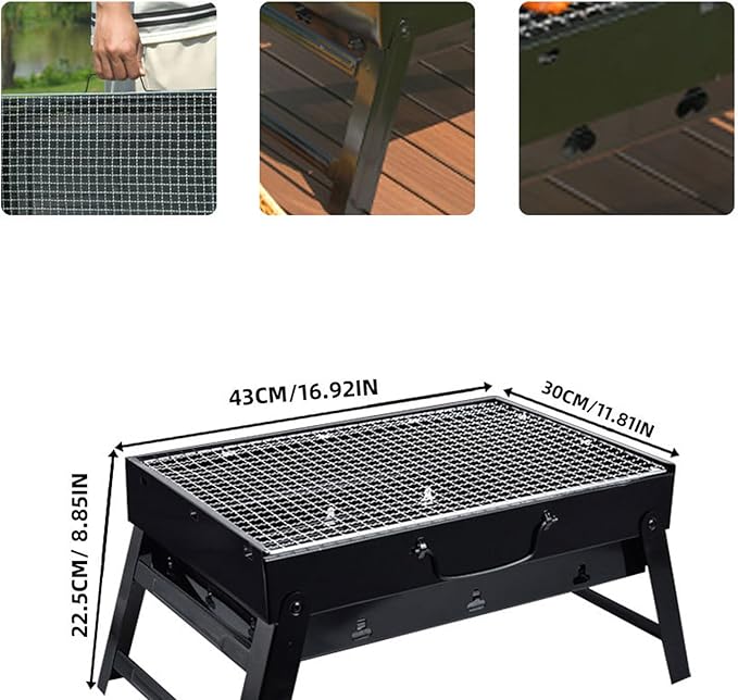Portable Charcoal Grill Folding Mini BBQ Grill for Outdoor Camping Barbecue Grilling Cooking Camping Hiking Picnics Garden Beach Party