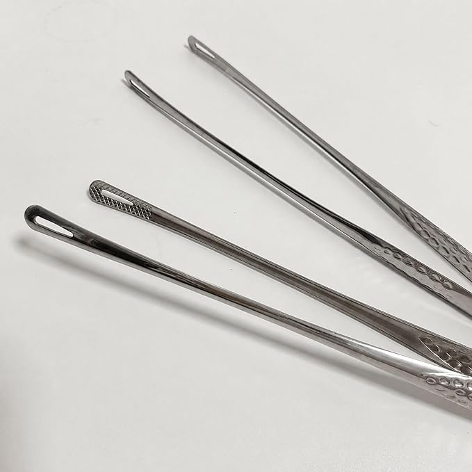 18/8 Stainless Steel Korean BBQ Tongs 11 Inch, 2 PCS Long Thin Grill Tongs, Precision Food Tongs for Cooking, Serving, Charcuterie, Appetizer, Fruit, Kitchen Utensils