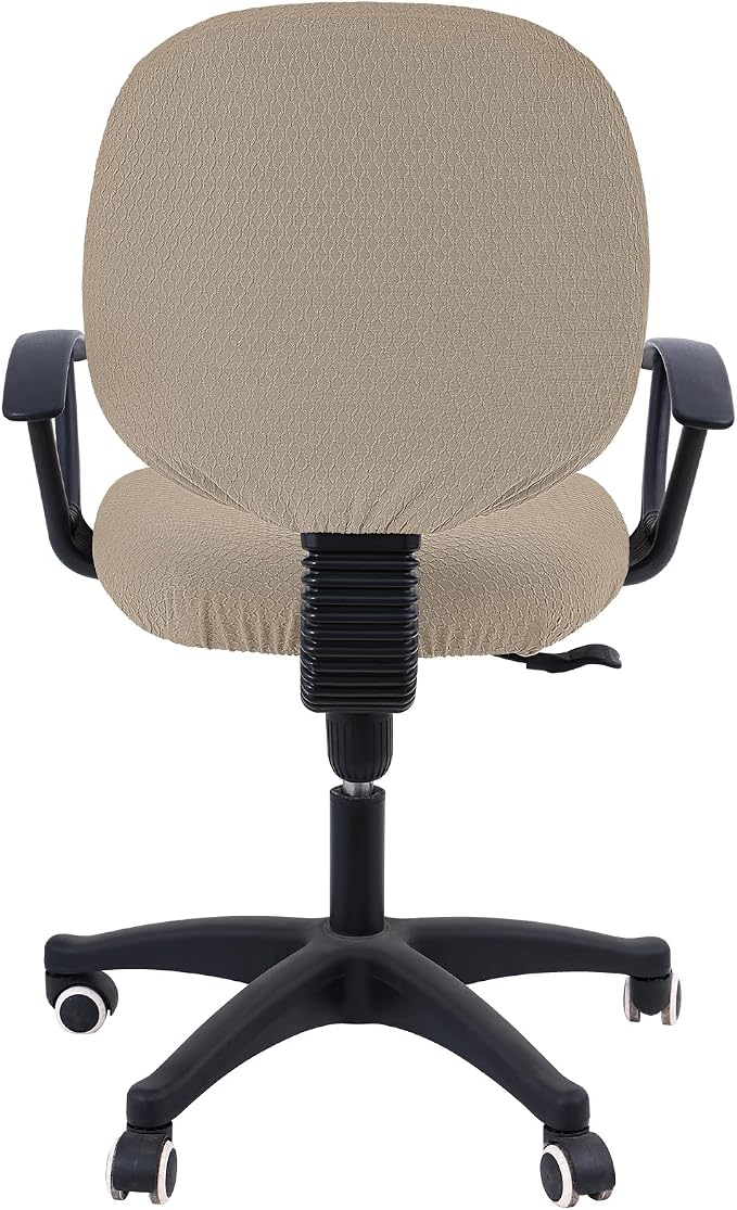 Smiry Office Computer Chair Covers for Desk Rotating Chair Protector | Stretch Jacquard Removable Washable Universal Slipcovers, Seat + Backrest Cover, Taupe