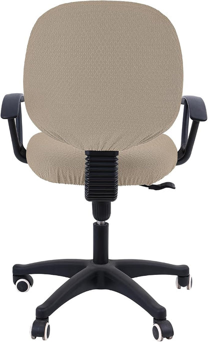 Smiry Office Computer Chair Covers for Desk Rotating Chair Protector | Stretch Jacquard Removable Washable Universal Slipcovers, Seat + Backrest Cover, Taupe