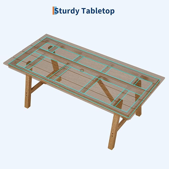 Garvee Outdoor Patio Dining Table Set for 4, 5 Piece Outdoor HDPE Dining Furniture Tables Set with Umbrella Hole, Aluminum Frame, All-Weather Garden Table and 6 Chairs for Backyard Poolside, Natural