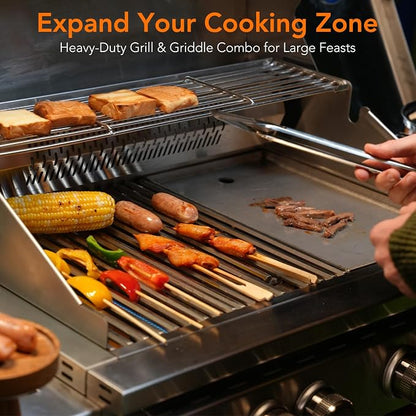 Electactic Heavy-duty Propane Gas Grill, SUS304 Stainless Steel 6-Burner BBQ Grill with 4 Main Burners, 1 Infrared Rear Burner, 1 Side Burner and LED Lights, High Performance Outdoor Grilling