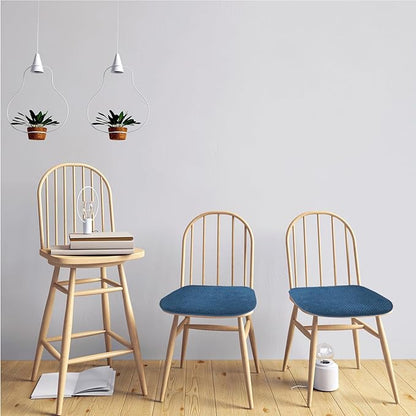 Blue Kitchen Chairs Cushions Set of 2 Non Slip Foam Patio Seat Cushions Washable Soft Thick Pads Large Wooden Metal Tapered Dining Chair Cushions,17" x 15"