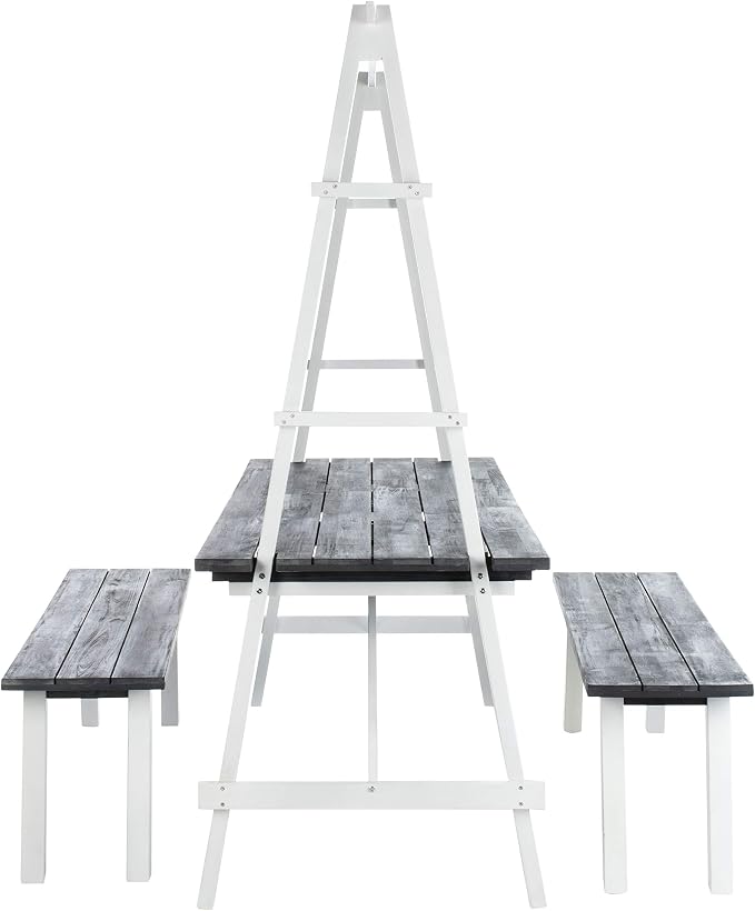 SAFAVIEH PAT6761A Outdoor Collection Willamy Natural and White 3-Piece Dining Set