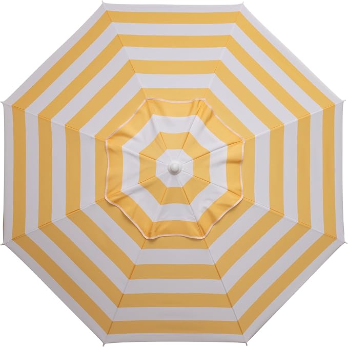 PICNIC TIME 5.5 Ft Portable Beach Umbrella, Lightweight UV Protection Sunshade with Tilt Pole & Carry Bag, Outdoor Canopy Umbrella for Beach, Sand, Pool, Patio, Camping, Travel, or Backyard Shade, (Yellow Cabana Stripe)
