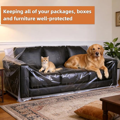 Yotelab Plastic Couch Cover for Moving and Storage, 92Wx42Dx62/41H Inch | Open, No Seal, Clear Moving Bags for Chair, Loveseat, Sofa, or Other Bulky Furniture