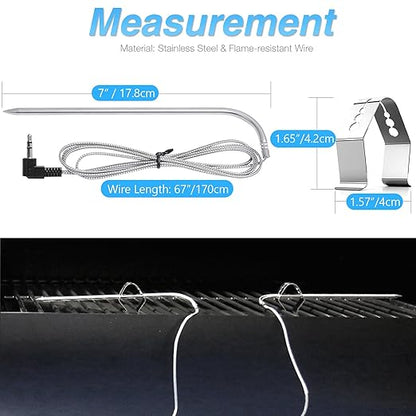 Thermometer Meat Probes for Traeger Temperature Probe Clip Grommets Wood Pellet Smoker Grill Replacement Parts BAC431 Black & White 3.5mm-Plug BBQ Accessories