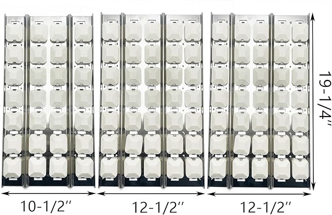 19 1/4" Stainless Heat Plates with Briquettes Tray Grate Tray Clips Replacement for Lynx L30R, L30PSR, L42FR, L54, 30", 42" and 54" Gas Grill