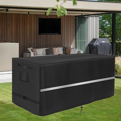 Deck Box Cover Heavy Duty Waterproof Deck Box with Handle, Outdoor Large Storage Box Cover Patio Rectangular Bench Covers (63 x 32 x 28inch)
