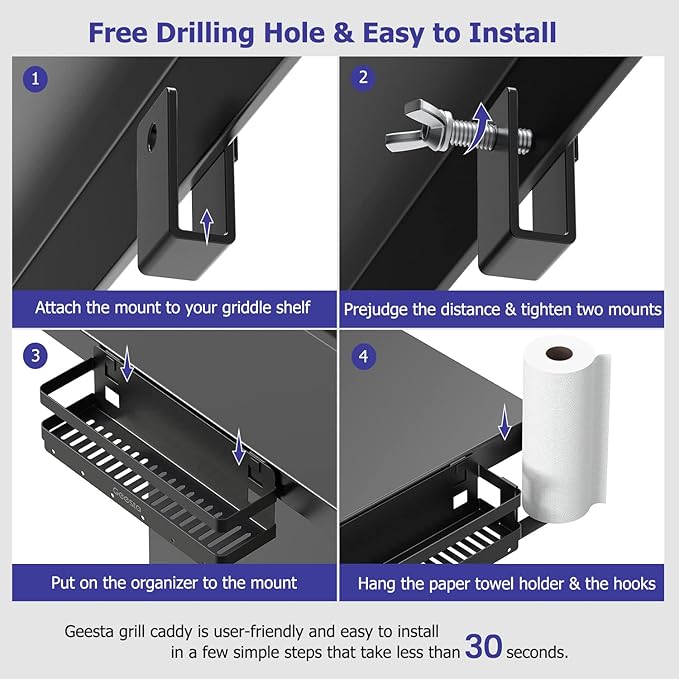 Geesta Upgraded Griddle Caddy for 28"/36" Blackstone Griddles, BBQ Accessories Storage Box with Paper Towel Holder