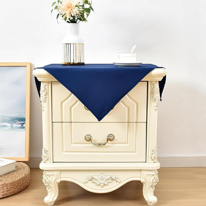 Wolkemer 2 Pack Small Square Tablecloth 24 x 24 Inch Washable Fabric Table Cloth Navy-Blue Table Cover for Nightstand End Bedside Tables Tabletop Decoration