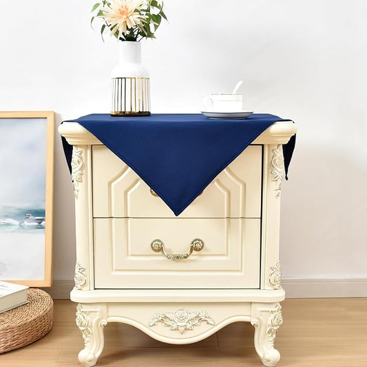 Wolkemer 2 Pack Small Square Tablecloth 24 x 24 Inch Washable Fabric Table Cloth Navy-Blue Table Cover for Nightstand End Bedside Tables Tabletop Decoration