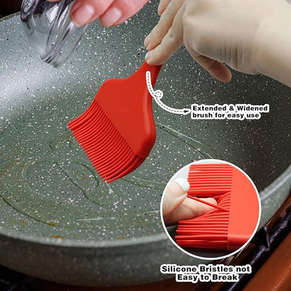 Silicone Basting Brush, Large BBQ Pastry Brush for Cooking, Extra Wide Basting Brush for Grilling Cooking Baking, Kitchen Brush Heat Resistant BBQ Food Brush for Sauce Butter Oil Marinades(Red)