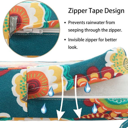 Magpie Fabrics Patio Bench Cushion Cover 48x18x3 Inch, NO Insert! Water Resistant Outdoor Loveseat Replacement Cover with Zipper (Floral Green)