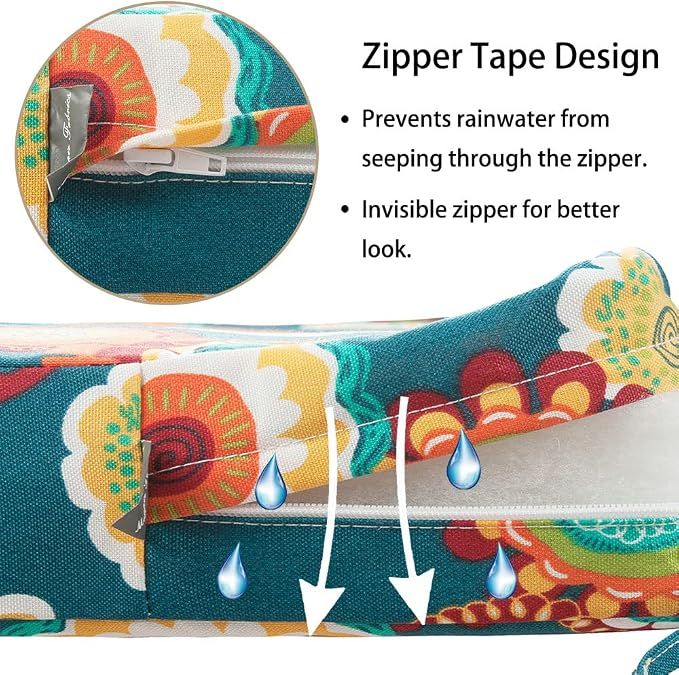 Magpie Fabrics Patio Bench Cushion Cover 42x18x3 Inch, NO Insert! Water Resistant Outdoor Loveseat Replacement Cover with Zipper (Floral Green)